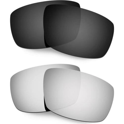 HKUCO For Spy Optic Logan Sunglasses Polarized Replacement Lenses 2 Pairs Black & Silver