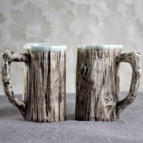 Personalized Handcrafted Imitation Tree Bark Ceramic Mugs Creative Kitchen Office Coffee Milk Tea Water Cups Unique Couple Gifts