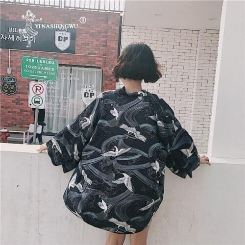 Yukata Summer Japanese Style Casual Printed Chiffon Kimono Femme Sunscreen Blouse Harajuku Kimono Cardigan Cosplay Costume Haori