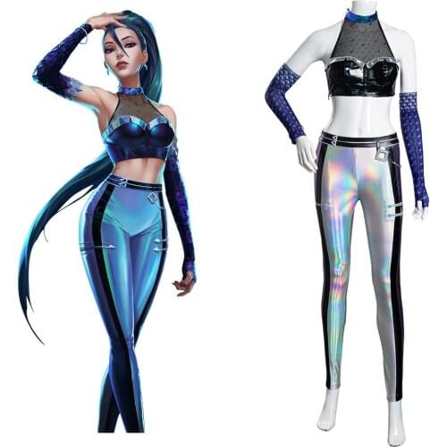 LOL KDA Groups Kaisa Cosplay Daughter of the Void Costume Outfits Top+Pant Halloween Carnival Suit