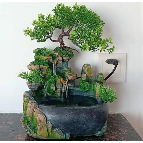 Creative Indoor Simulation Resin Waterfall Desktop Water Fountain Zen Meditation Scenery Living Room Home Decor Crafts