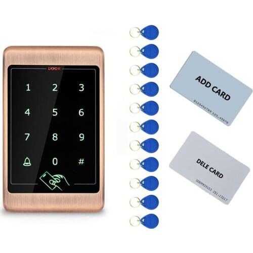 Metal standalone access control system Touch screen IP67 waterproof 125K/ID can as Wg26 reader output 2pcs mother card 10pcs tag