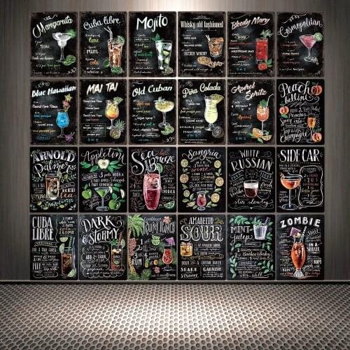 [ Mike86 ] Cocktail chalkboard Mojito CUBA Liber Wine Tin Sign Vintage Wall Posters Gift art decor for Cafe LTA-3122 20*30 CM
