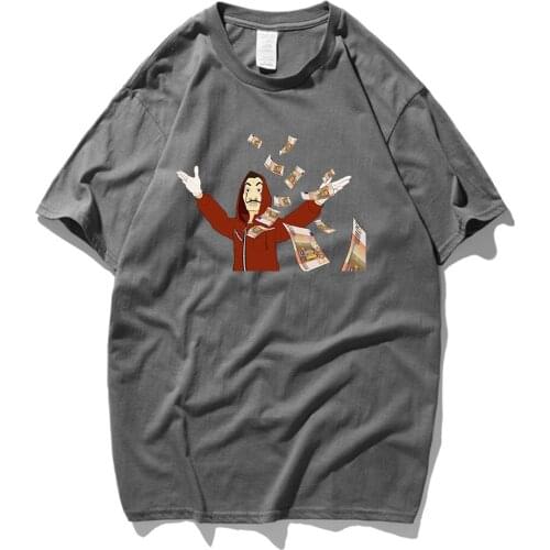 100% Cotton Tshirt Men Short Sleeve House of Paper T Shirt Men Funny Design La Casa De Papel T Shirt Money Heist Tees tshirt man