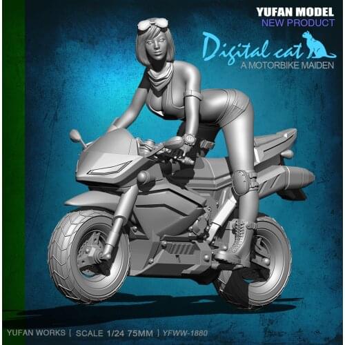 YuFan Model 1/24 Resin Kits Beauty motorcycle resin soldier YFWW-1880