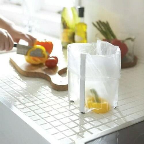 Desktop Folding Garbage Rack Japanese Style Kitchen Storage Rack Household Goods Storage Iron Art Garbage Rack