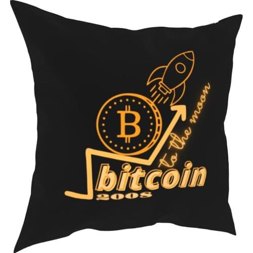 Bitcoin To The Moon Pillow Cases Crypto Cryptocurrency Currency BTC HODL Cushion Covers Decor Pillowcover for Home 45x45cm