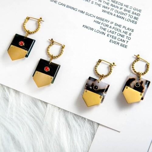 Stainless Steel Gold Gold Rope Ethnic Women Fashion Minimalism Vintage Shield Hoop Earrings Jewelry Gift For Him