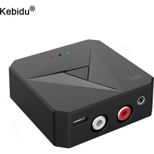 NFC Bluetooth 5.0 Receiver Transmitter 3.5mm AUX Jack RCA Music Handsfree Call Mic Car Kit For TV Auto ON Wireless Audio Adapter