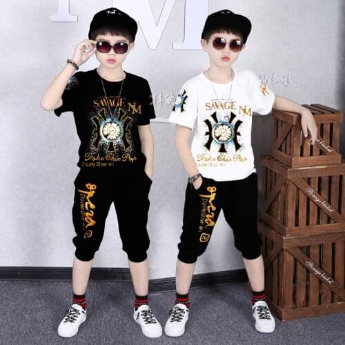 4-14 Years Summer Boy Clothing Set 2021 New Fashion Casual Active T-shirt+ Pant Kid Children Boy Teenager Clothing
