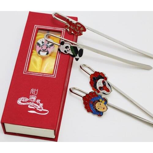 Peking Opera Face Bookmarks Boxed With Famous Ethnic Style Chinese Characteristics Teacher Gift metal Book Mark Gift For Teacher