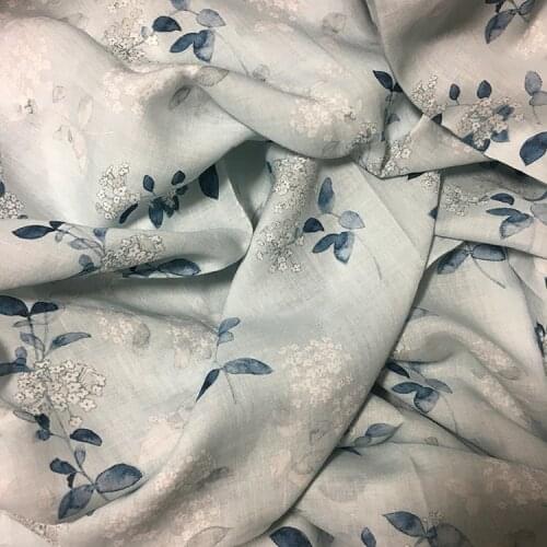 High quality ramie fabric Flower Printing patchwork Fashion gown, dress trousers shirt cheongsam tissu