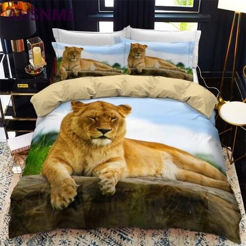AHSNME Cute Animal Tiger Bedding Set Digital Print Duvet Cover Little Pine Children Gift King Queen Double Quilt Cover Sets