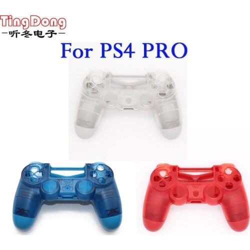 Blue red white clear Plastic Housing Shell Case for Sony PS4 Pro Slim JDM-040 Wireless Controller Front Back Case
