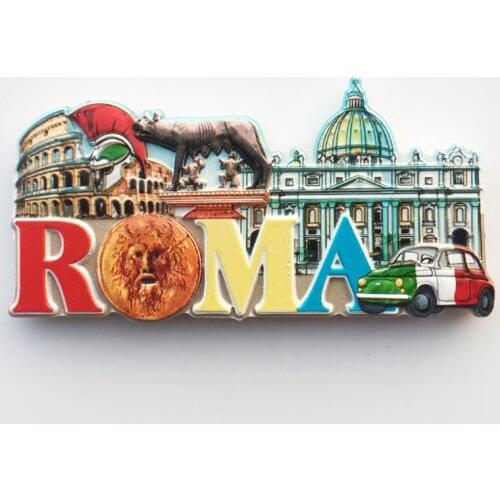 QIQIPP Italy Rome tourist souvenirs landmark attraction magnetic sticker refrigerator with resin crafts decoration hand salute