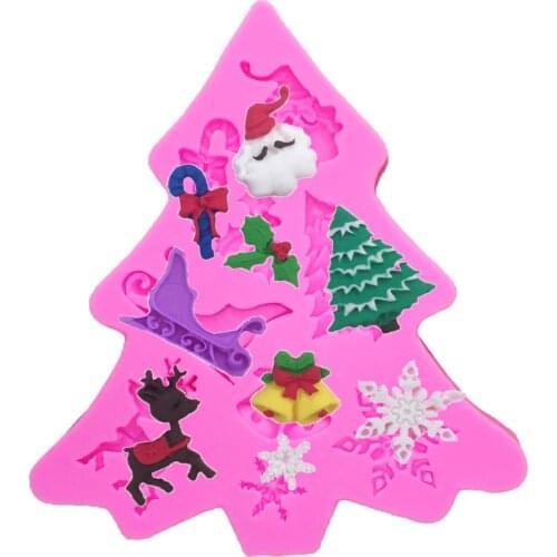 Christmas Tree snowflake Bell deer Silicone Cake Mold Kitchen Baking Mold Chocolate Pastry Fondant Decorating Tools T1101
