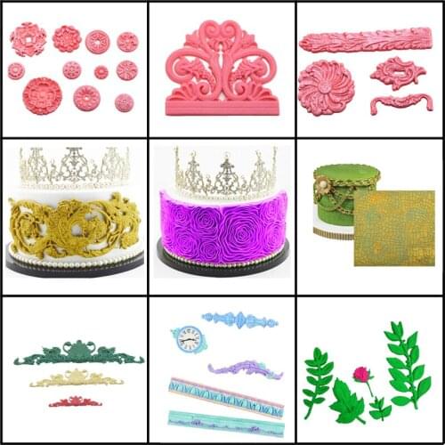 SHENHONG European Art Relief Silicone Fondant Cake Mold Wedding Rose Pattern Sugar Craft Decorate Mould Biscuits Chocolate Candy