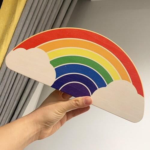 Cute Design Creative Rainbow Wooden Pen Holder DIY Pencil Container Storage Box Phone Organizer Desk Supply Students Gifts