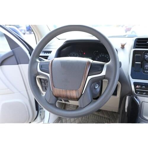 Pine Wood Grain For Toyota Land Cruiser Prado FJ150 150 2018 Car Accessories ABS Steering Wheel Decoration Cover Strips Trim