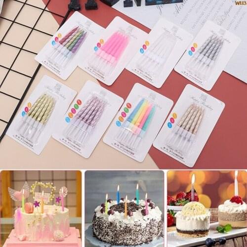 1/10pcs Thread Color Birthday Candles With Stand Cake Candle Event Party Supplies Wedding Party Decoration