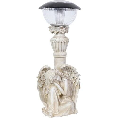 LED Resin Ornaments Crafts Home Furnishing Solar Powered Little Angel Shaped Light Outdoor Garden Lawn Figure Statue for Gifts