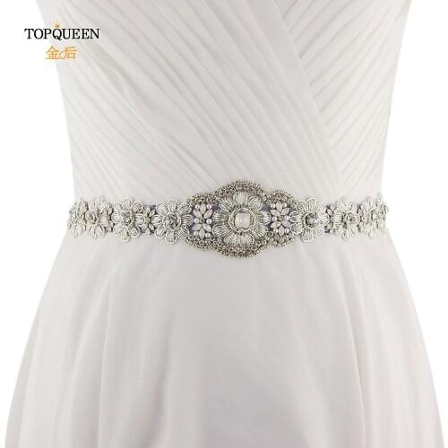 TOPQUEEN S371 Royal Medal Craft Wedding Sash Elegant Bridal Belts Shiny Waist Belt Decorative Belt Sash Jeweled Belt Bride Belt