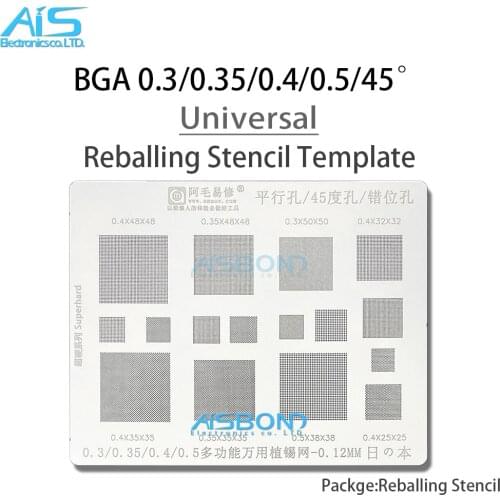 Amaoe BGA Stencil Template 0.3/0.35/0.4/0.5/Parallel/45 Degree Hole Universal Solder BGA Reballing Stencil Solder Net