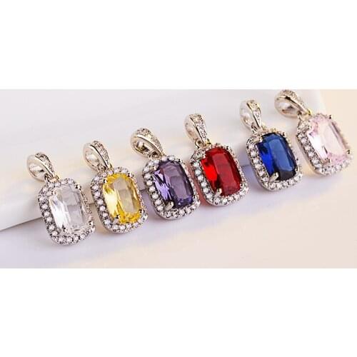 YSH new 100% 925 sterling silver square color zircon classic pendant necklace 2020 woman luxury DIY fine jewelry mother day gift