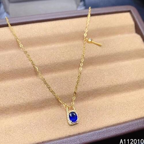 KJJEAXCMY Fine Jewelry 925 Sterling Silver inlaid Natural sapphire necklace trendy Womans new Pendant Support test