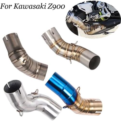 Slip On For Kawasaki Z900 2017 2018 2019 Motorcycle Exhaust Pipe Half Blue Link Pipe In Muffler Section Motorcycle