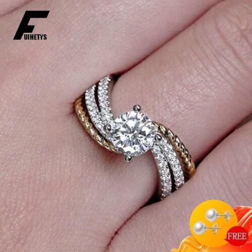 Trendy Women Ring 925 Silver Jewelry with Zircon Gemstone Finger Rings for Wedding Engagement Party Gift Fashion Accessories