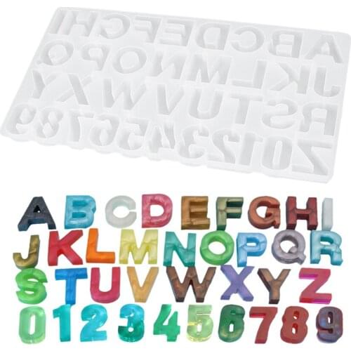 1 Set Useful Crystal Epoxy Resin Mold Alphabet Letter Number Pendant Casting Silicone Mould DIY Crafts Jewelry Making Tools