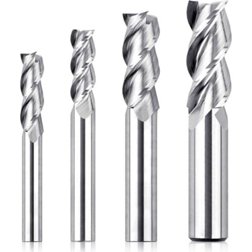 1PCS 3-Blade Straight Shank Aluminum Alloy End Milling Cutter High-Speed Steel White Steel Milling Cutter CNC Tool Special