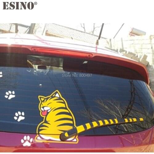 10 x Funny Creative Cartoon Car Styling Cat Car Rear Window Wiper Decal Car Body Stickers Car Accessories Decal Pattern Vinyl