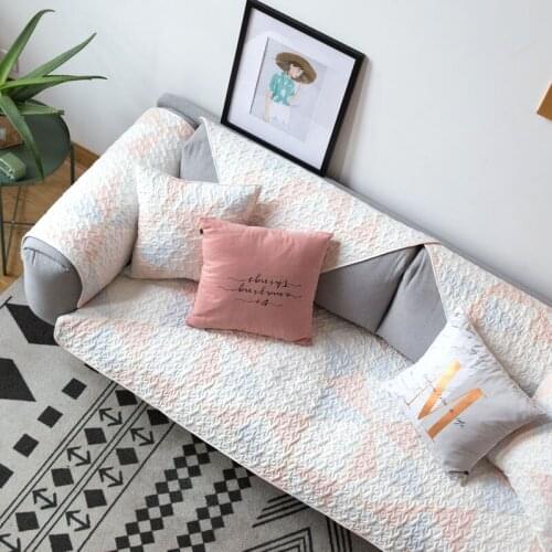 2018 pink marble sofa covers 100% cotton multi sizes cover for sectional sofa slip resistence soft towels home textile protector