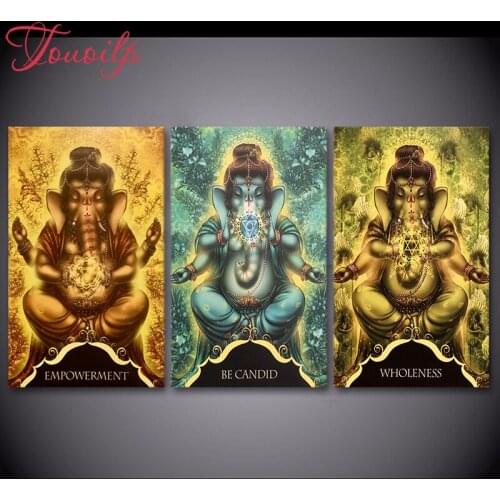 TOUOILP 3pcs Diamond embroidery Ganaesha 5d Diamond painting cross stitch 5D Square/Round diamond Mosaic Rhinestone Home Decor