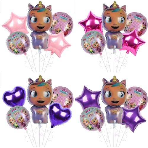5pcs Cry Babies Balloon Uni Horn Angle Doll Crying Baby Foil Ballons Happy Birthday Party Decorations Kids Shower Girl Toys