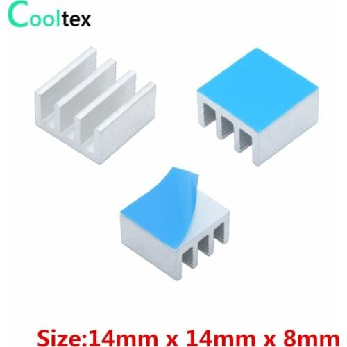 50pcs 14x14x8mm Aluminum Heatsink Radiator for Electronic Chip IC MOS Raspberry pi Cooling With Thermal Conductive Tape