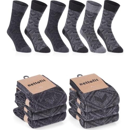 6 PCs Men 'S Gray Thermal Winter Socks Warm Woolen Seamless Lambs Wool Socket Socks Gift Men 'S Dear Dad Husband Wife stockings Set