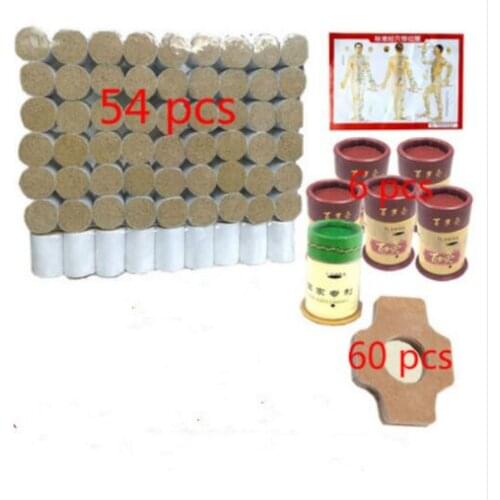 60pcs anti-allergy wormwood stickers moxa box pots and plaster paste moxibustion heat patch moxibustion hyperthermia moxa sticke