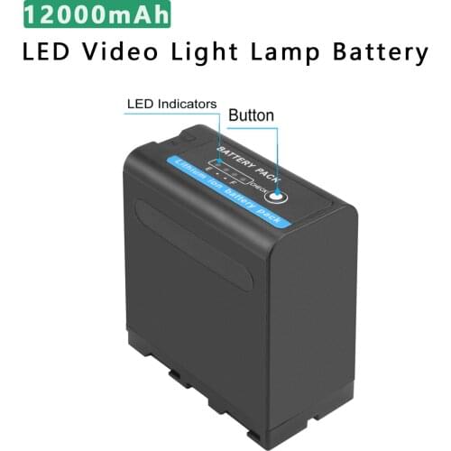 12000mAh NP-F990 NP-F970 with LED power indicator Photographic Lamp Battery for NP F970 F960 LED Video Light Lamp Battery