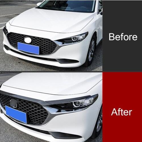 Auto Front Cover Decorative Trim Carbon Fiber Decorative Stickers Car Accessories For Mazda3 Mazda 3 2019 2020 2021
