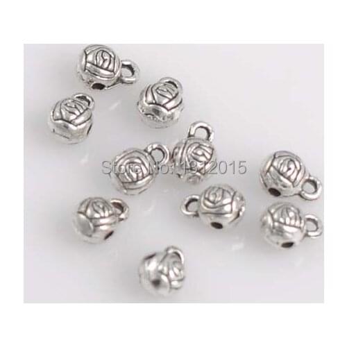 Free shipping 50PCs Antique Silver Bail Beads Spacer Beads Fit Charm Bracelet 9x6mm YTC0045