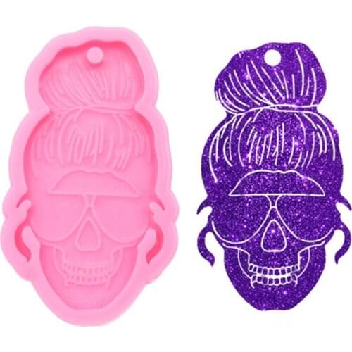 Skull Men Women Style Keychain Epoxy Resin Mold Key Chain Earrings Pendants Silicone Mould DIY Crafts Jewelry Tool
