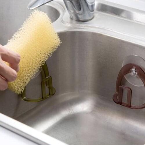 Household Sink Sponge Holder Practical Plastic Sink Drain Drying Rack Suction Cup Dish Clothes Holder Scrubber Soap Storage Rack