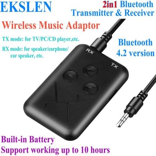 EKSLEN 2in1 Bluetooth Transmitter & Receiver Wireless Audio Adapter Mini Stereo Audio Music Adapter for TV for Home for car