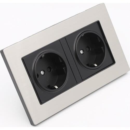 EU Double Power Socket Schuko, Schuko Power Panel, 16A EU Standard Wall Outlet