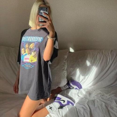 Dark gray T shirt Women Vintage Fashion Band Singer Printed Character tshirt 100% Cotton Harajuku Streetwear Tops