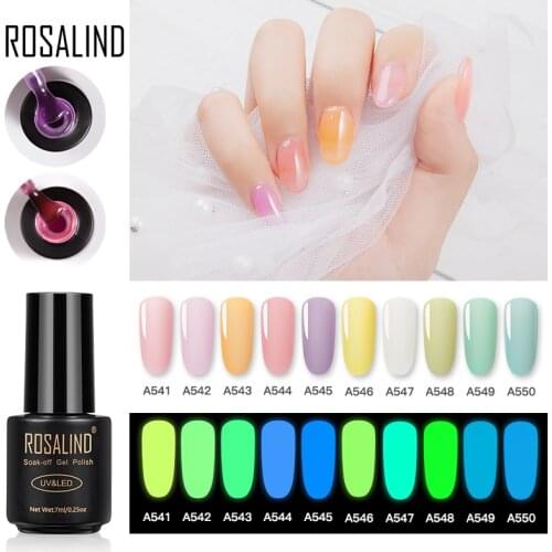ROSALIND Neon Nail Gel Polish Hybrid Varnish All for Manicure Top Base Gel For Nails Art Semi Permanent Primer Gel Nail Polish