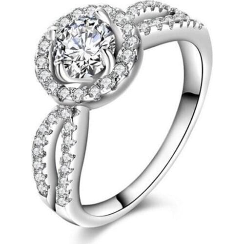 925 Silver colorRings Crystal Compatible With European Fit Original Wedding Brand Ring Jewelry Christmas Gift #157